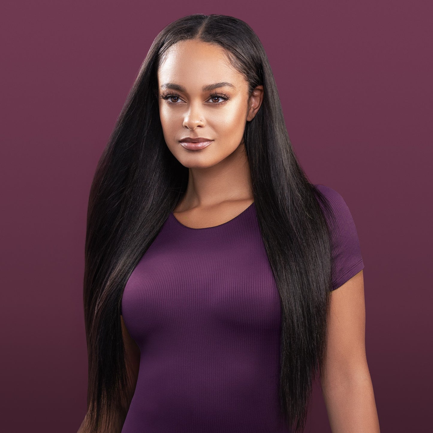 Dio U-Part Wig with a sleek, straight texture, perfect for polished, sophisticated hairstyles that blend naturally.